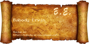 Babody Ervin névjegykártya